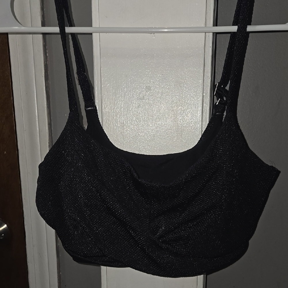 Black Textured Bikini Top